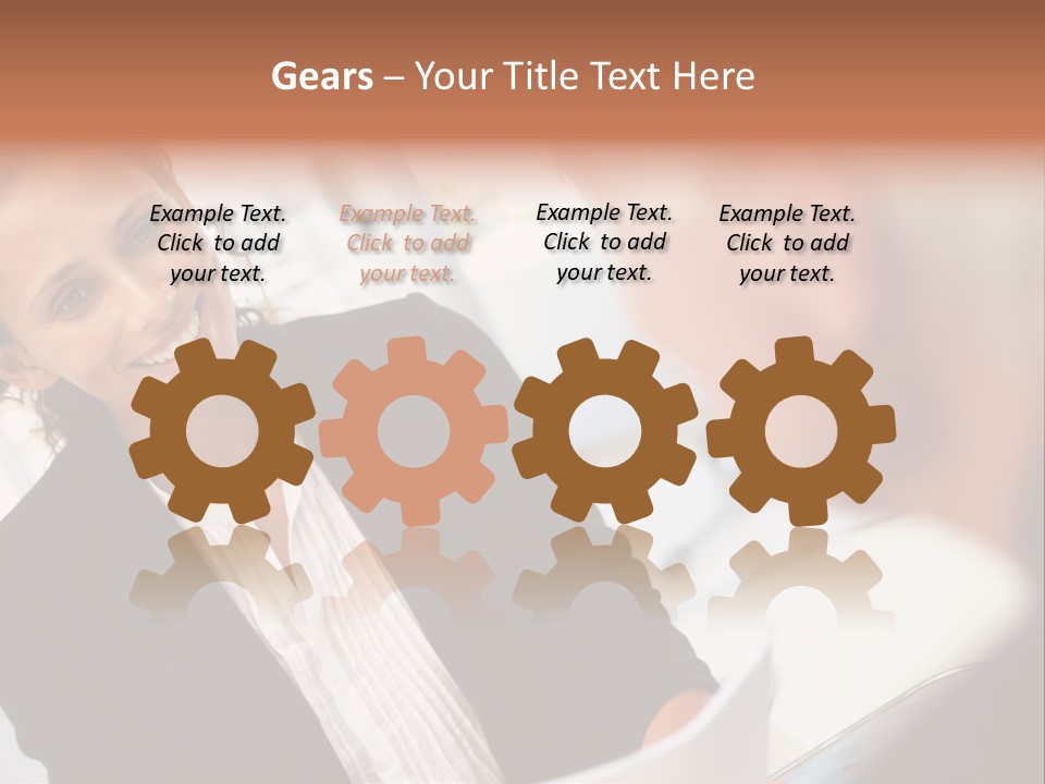 A Woman Sitting At A Desk Talking To A Man PowerPoint Template