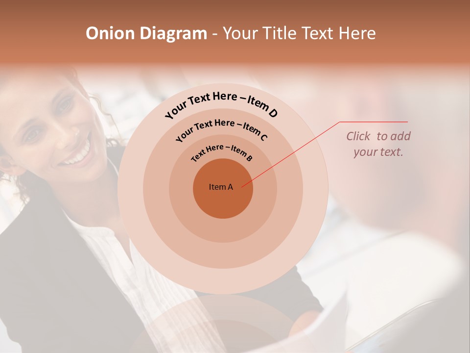 A Woman Sitting At A Desk Talking To A Man PowerPoint Template