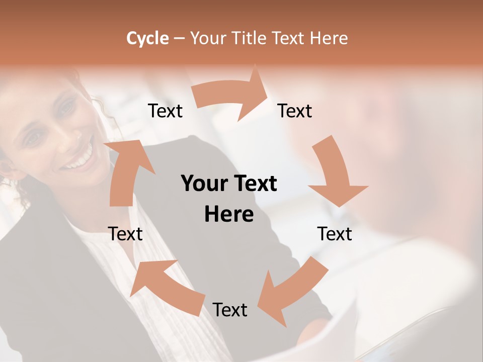 A Woman Sitting At A Desk Talking To A Man PowerPoint Template