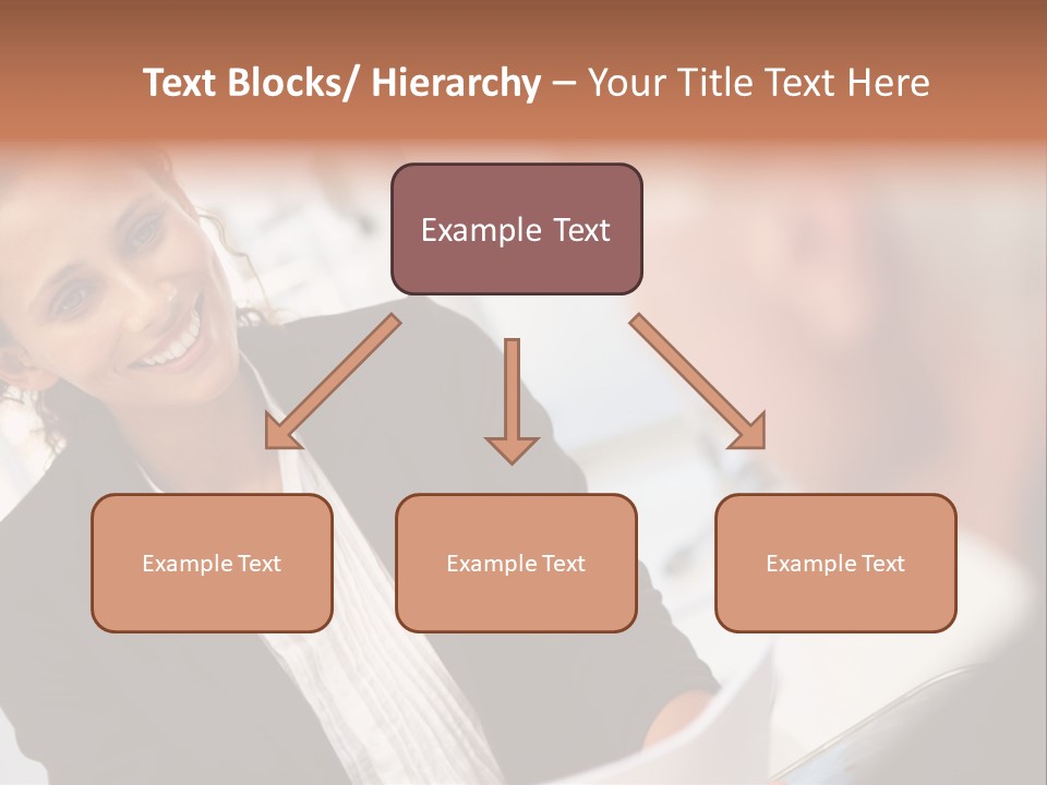 A Woman Sitting At A Desk Talking To A Man PowerPoint Template