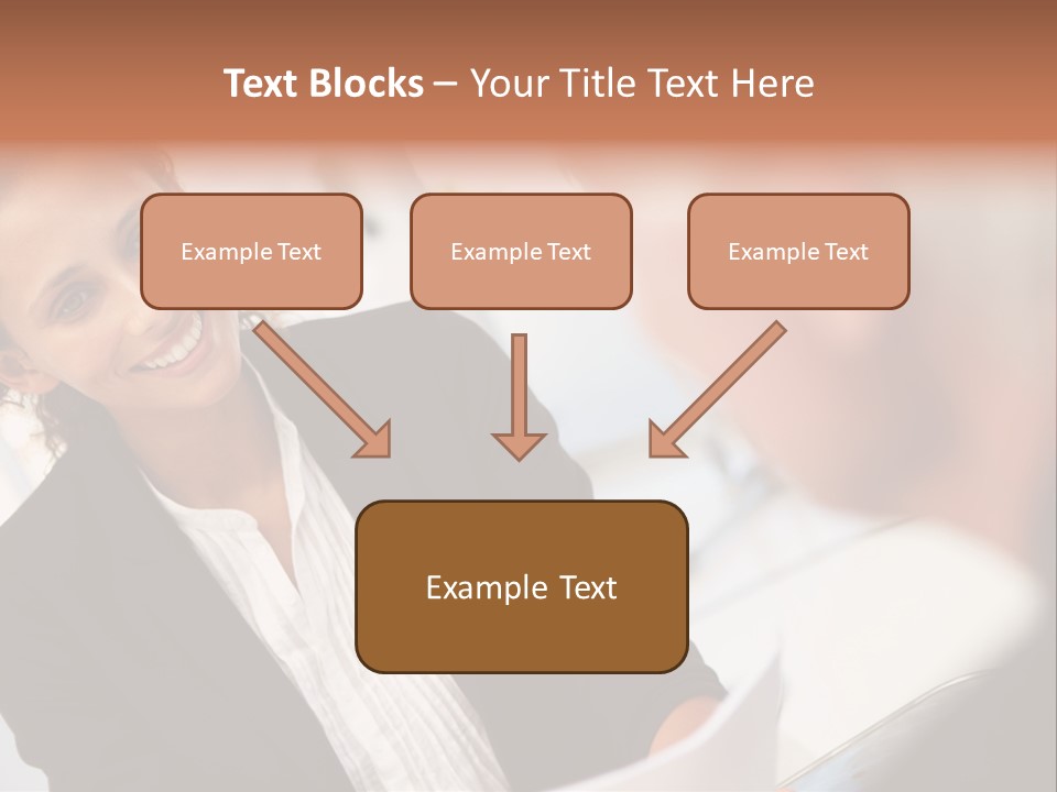A Woman Sitting At A Desk Talking To A Man PowerPoint Template