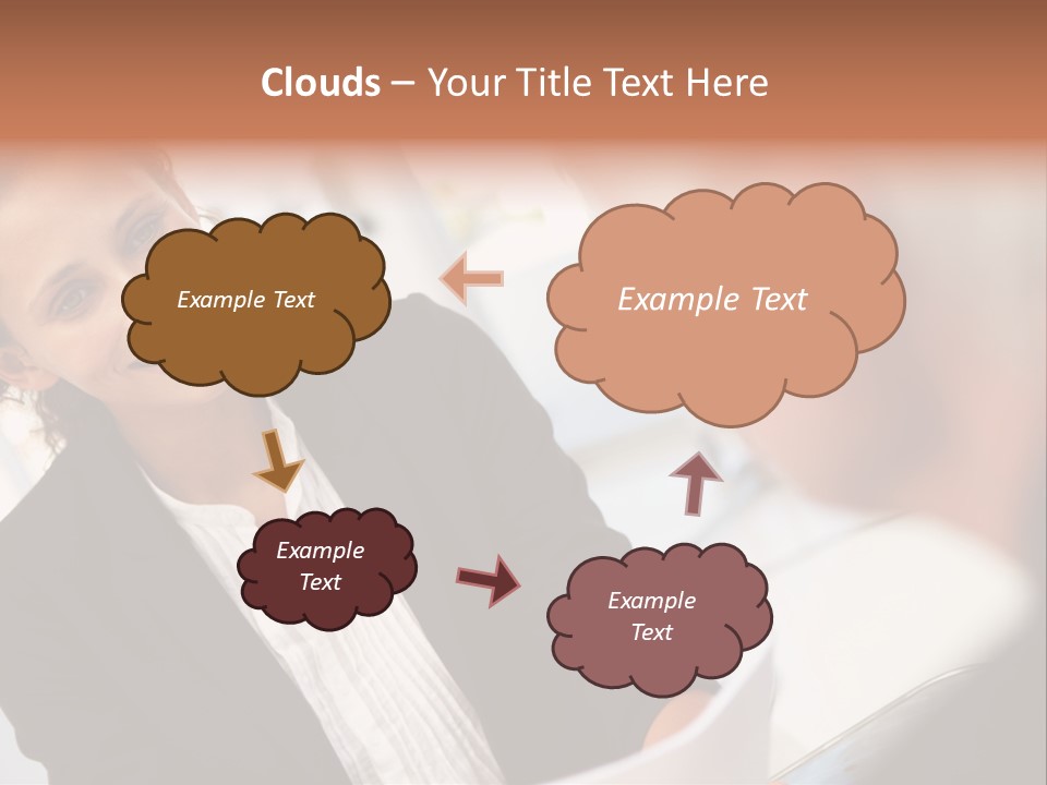 A Woman Sitting At A Desk Talking To A Man PowerPoint Template