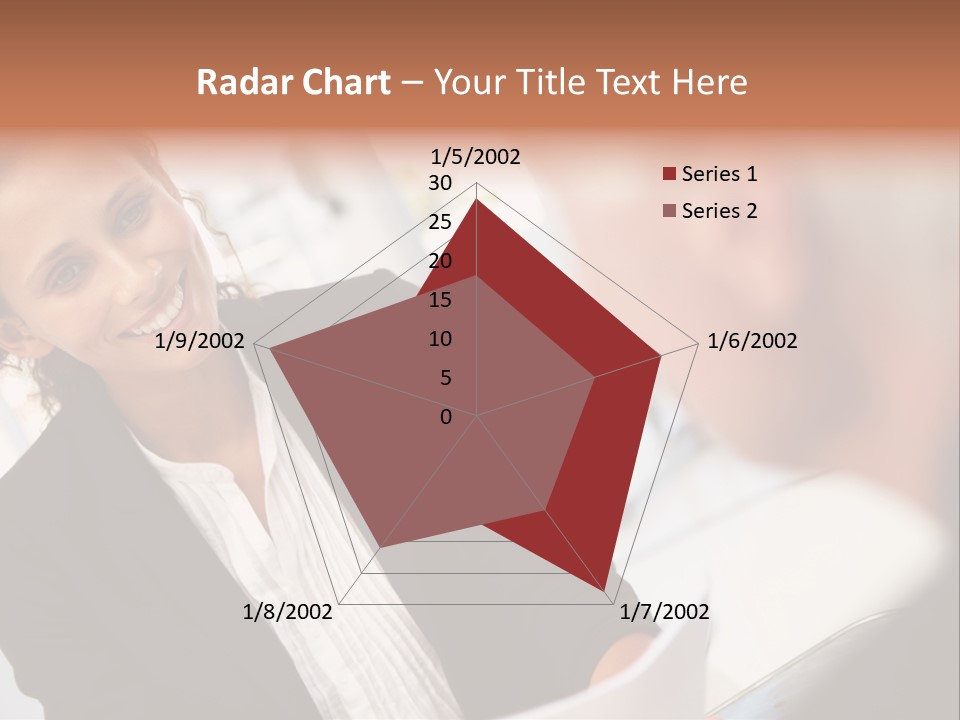 A Woman Sitting At A Desk Talking To A Man PowerPoint Template