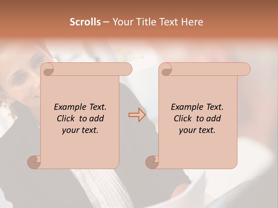A Woman Sitting At A Desk Talking To A Man PowerPoint Template