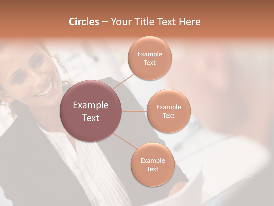 A Woman Sitting At A Desk Talking To A Man PowerPoint Template