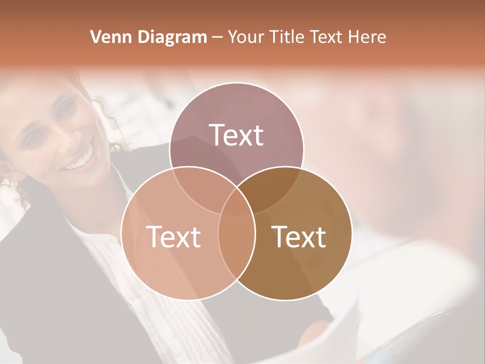 A Woman Sitting At A Desk Talking To A Man PowerPoint Template