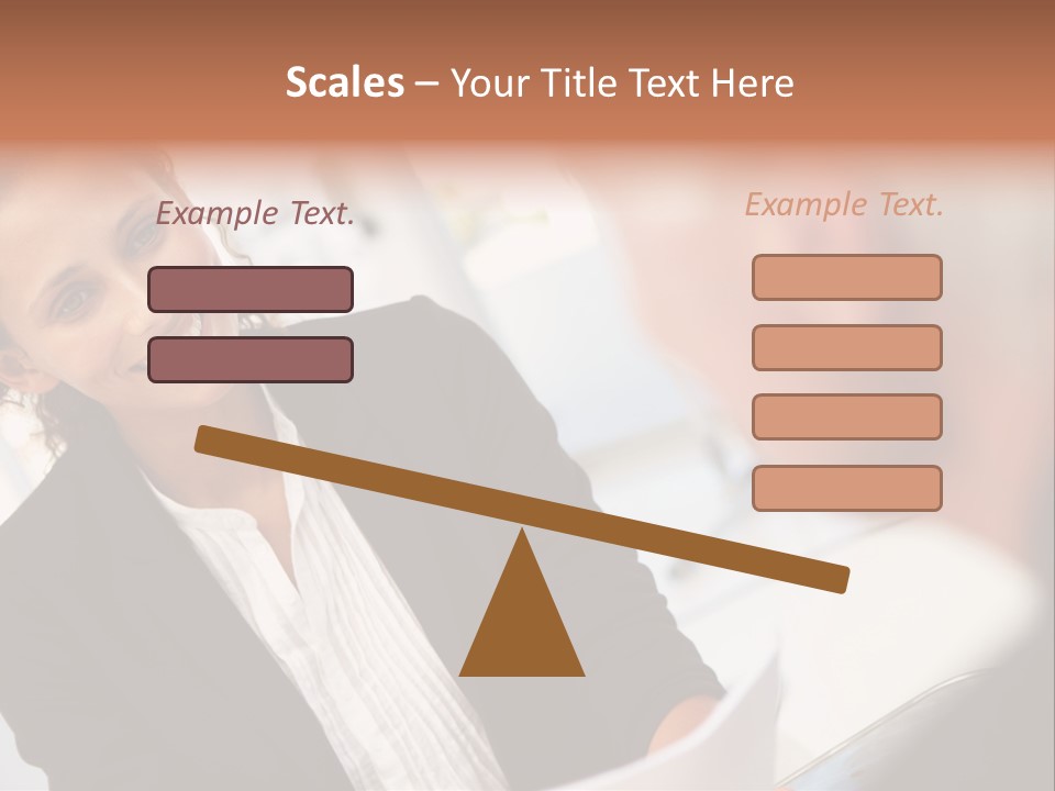 A Woman Sitting At A Desk Talking To A Man PowerPoint Template