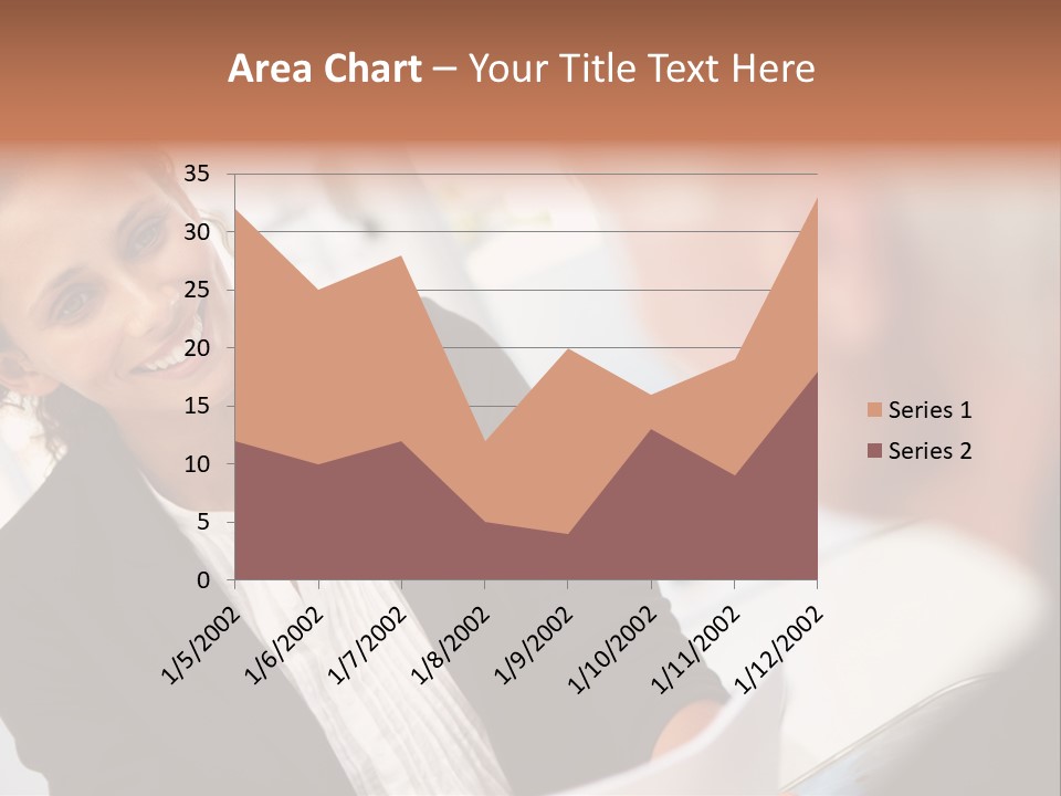A Woman Sitting At A Desk Talking To A Man PowerPoint Template
