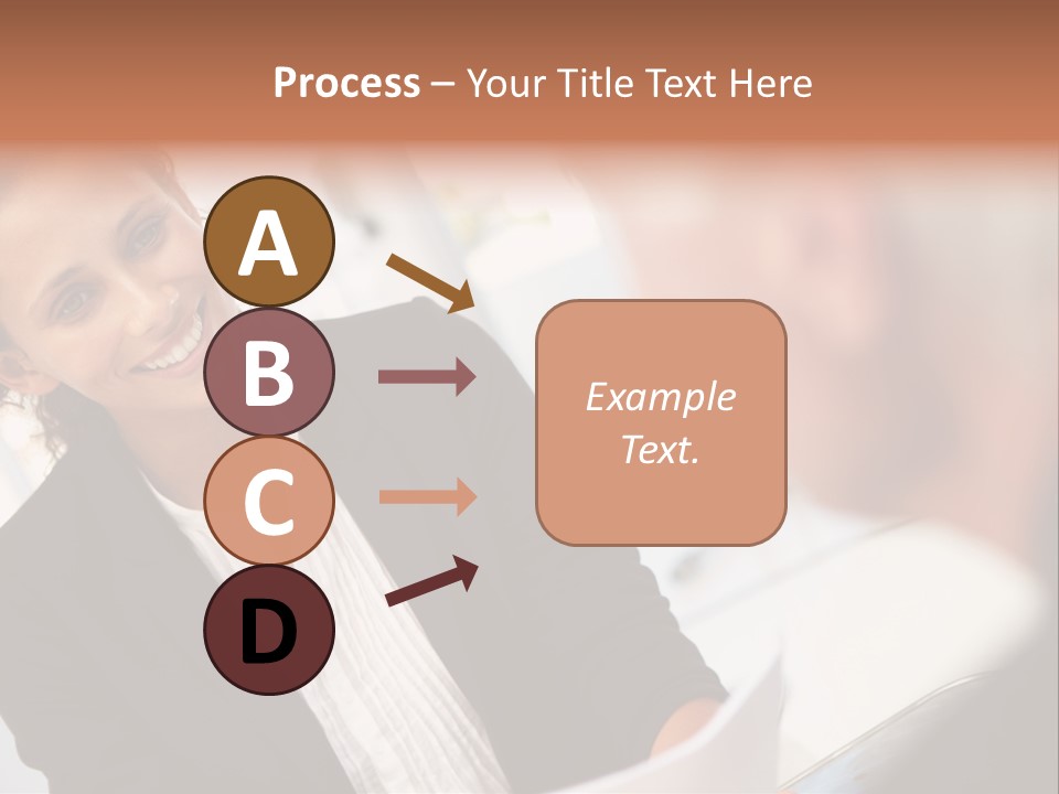 A Woman Sitting At A Desk Talking To A Man PowerPoint Template
