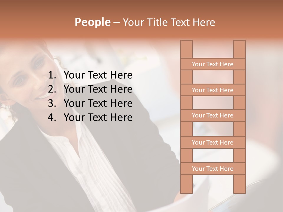 A Woman Sitting At A Desk Talking To A Man PowerPoint Template