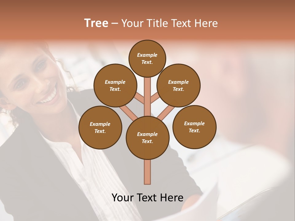 A Woman Sitting At A Desk Talking To A Man PowerPoint Template