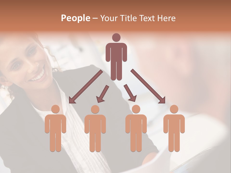 A Woman Sitting At A Desk Talking To A Man PowerPoint Template