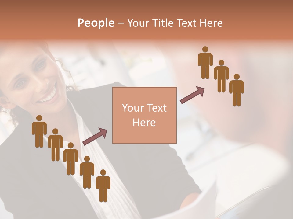 A Woman Sitting At A Desk Talking To A Man PowerPoint Template