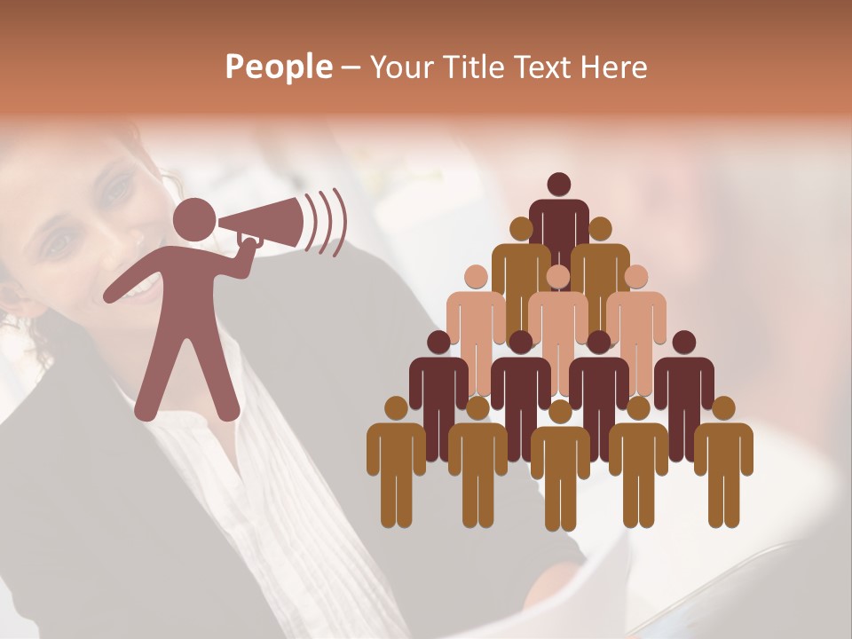 A Woman Sitting At A Desk Talking To A Man PowerPoint Template