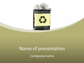 A Trash Can With A Recycle On Top Of It PowerPoint Template