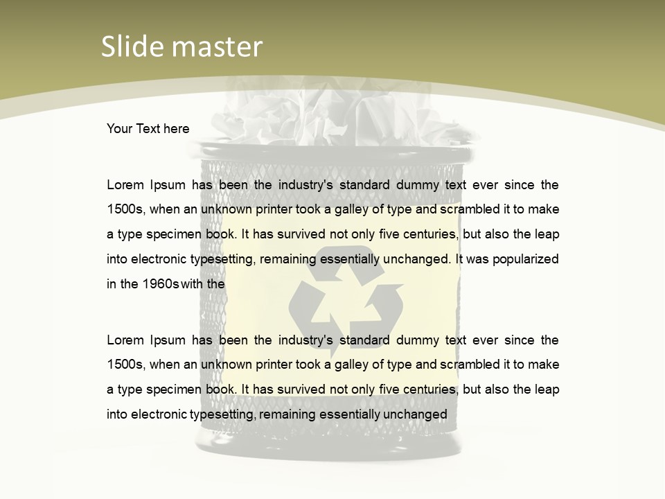 A Trash Can With A Recycle On Top Of It PowerPoint Template