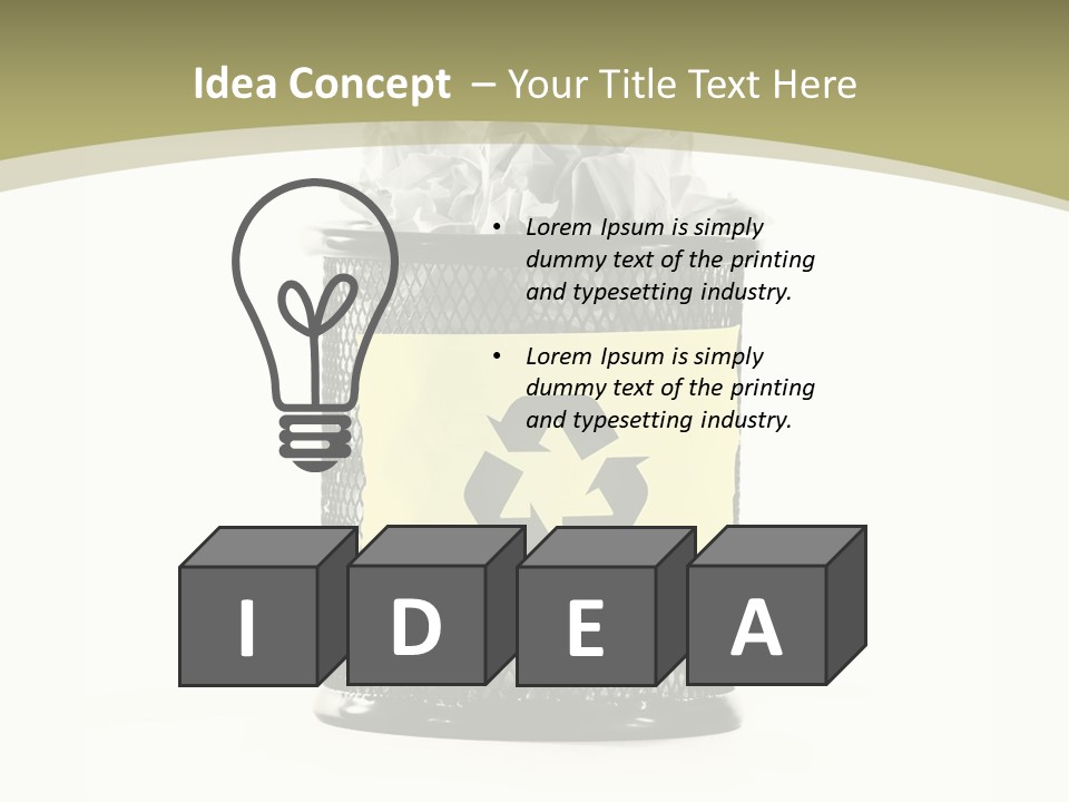 A Trash Can With A Recycle On Top Of It PowerPoint Template