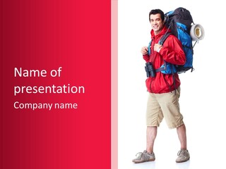 Male Guy Backpacker PowerPoint Template