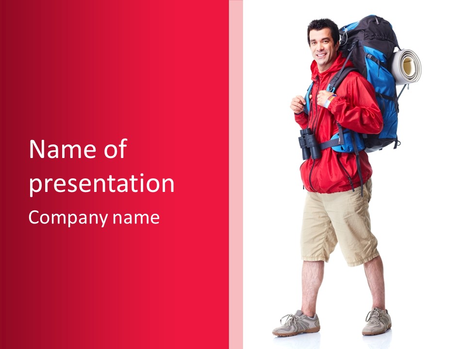 Male Guy Backpacker PowerPoint Template