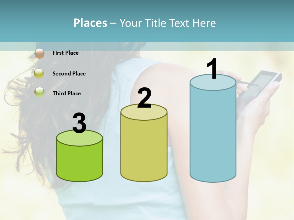 A Woman Holding A Cell Phone In Her Hand PowerPoint Template