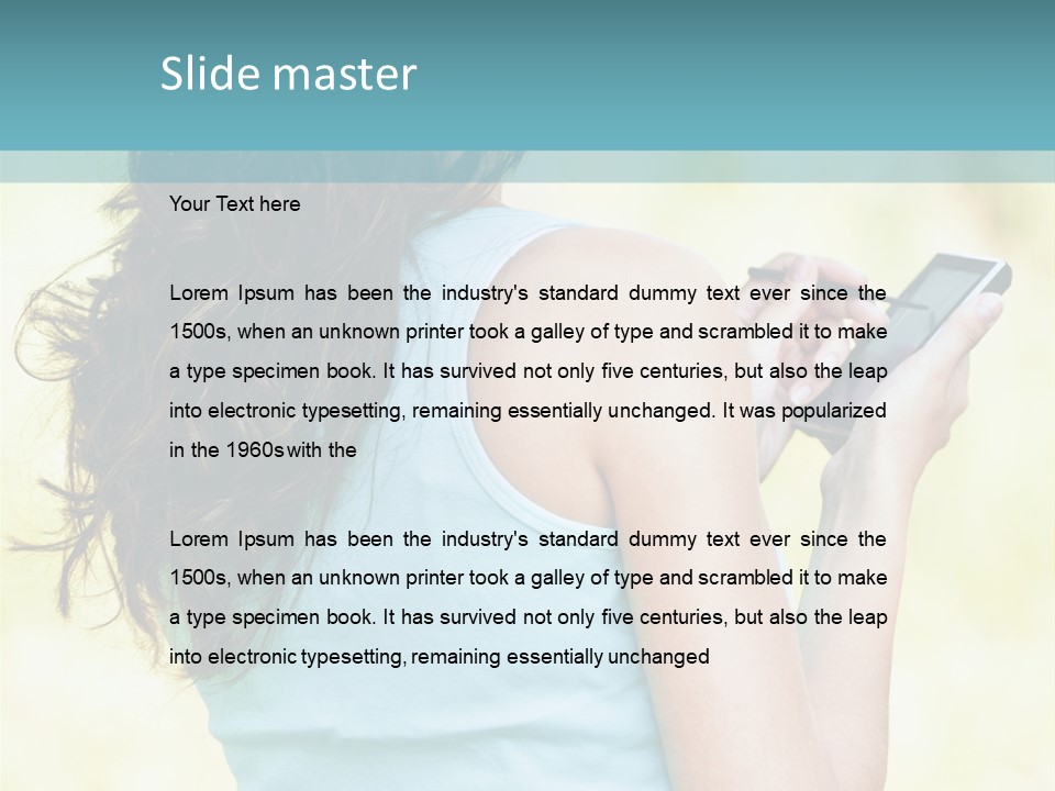 A Woman Holding A Cell Phone In Her Hand PowerPoint Template