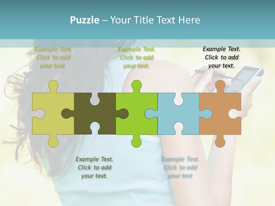 A Woman Holding A Cell Phone In Her Hand PowerPoint Template