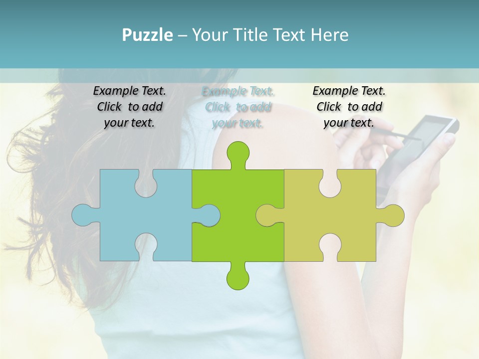 A Woman Holding A Cell Phone In Her Hand PowerPoint Template