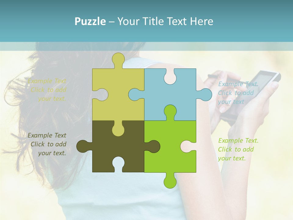 A Woman Holding A Cell Phone In Her Hand PowerPoint Template