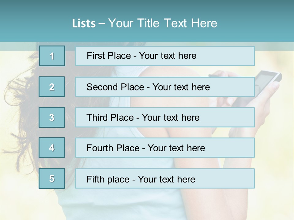 A Woman Holding A Cell Phone In Her Hand PowerPoint Template