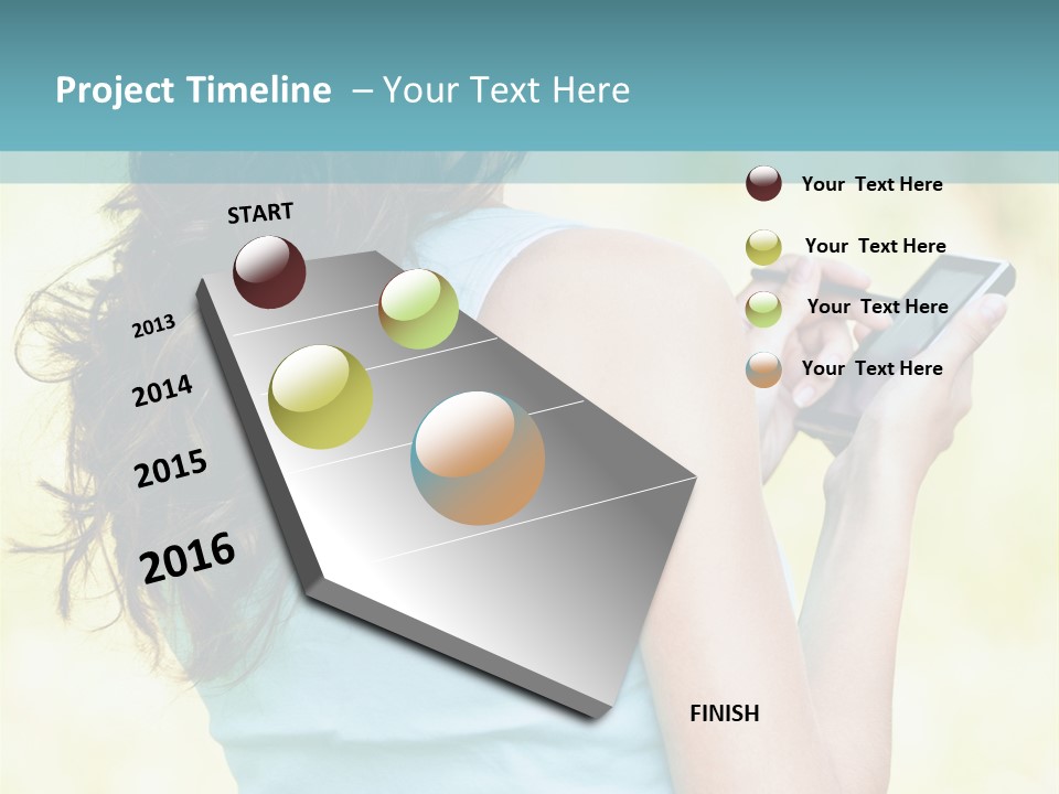 A Woman Holding A Cell Phone In Her Hand PowerPoint Template