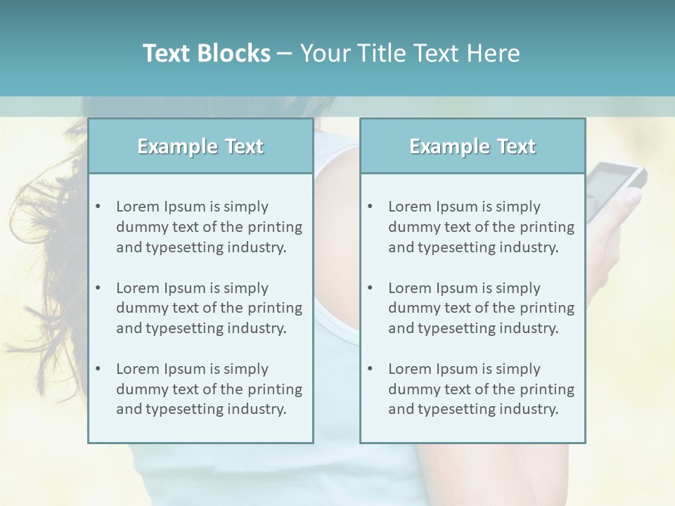 A Woman Holding A Cell Phone In Her Hand PowerPoint Template