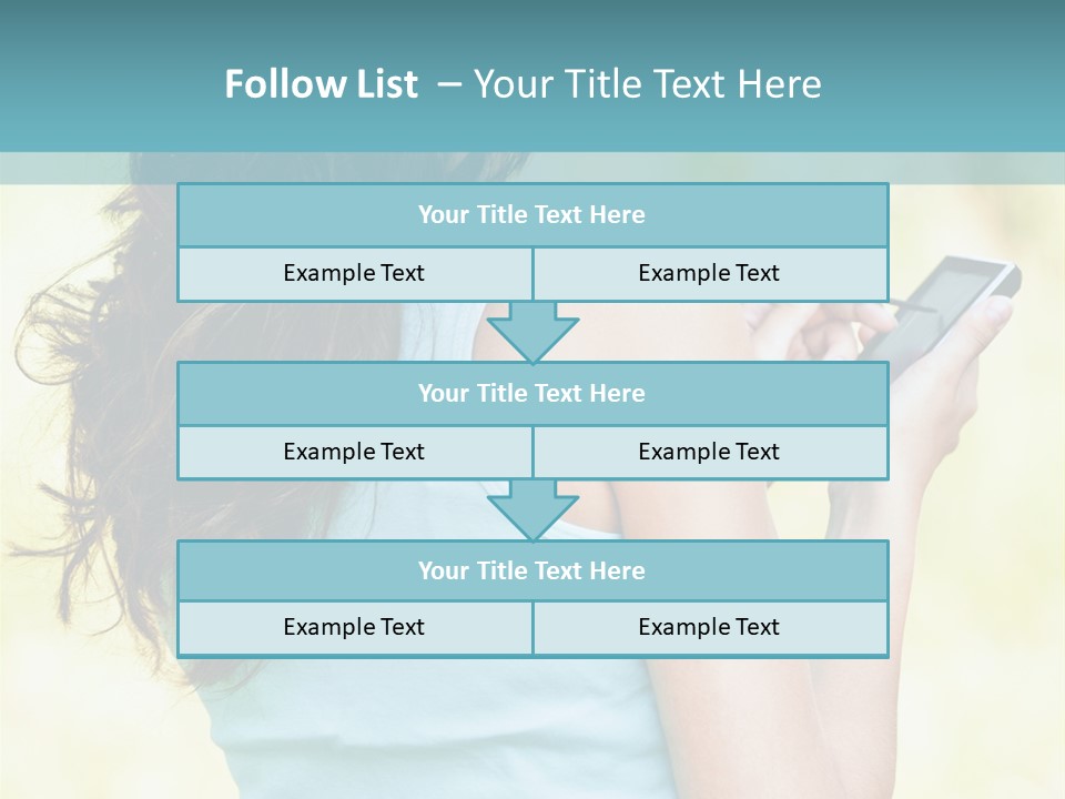 A Woman Holding A Cell Phone In Her Hand PowerPoint Template