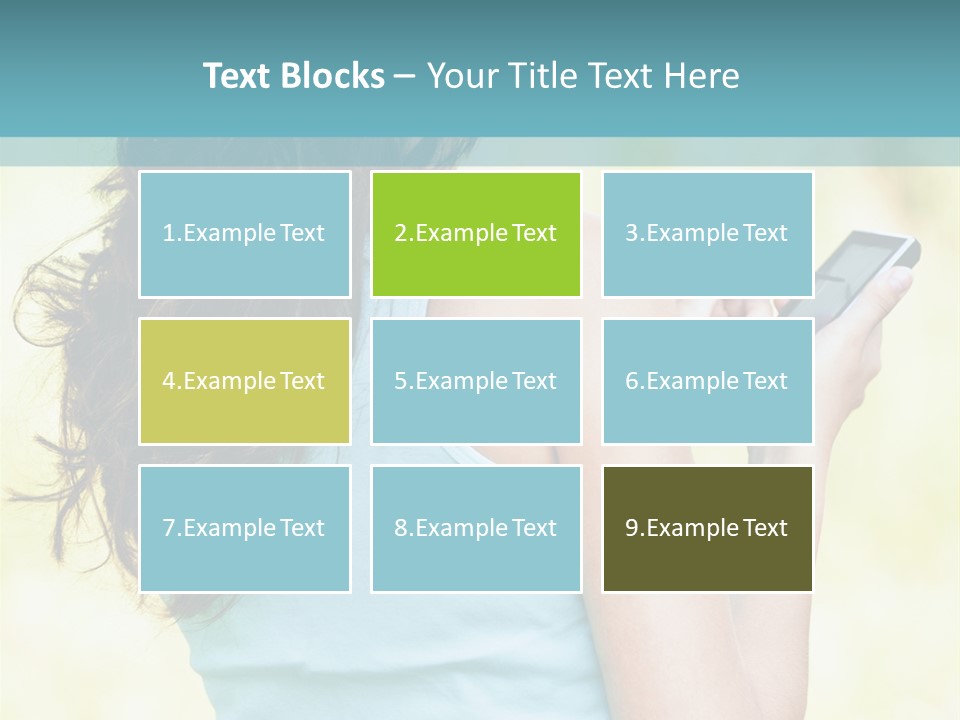 A Woman Holding A Cell Phone In Her Hand PowerPoint Template