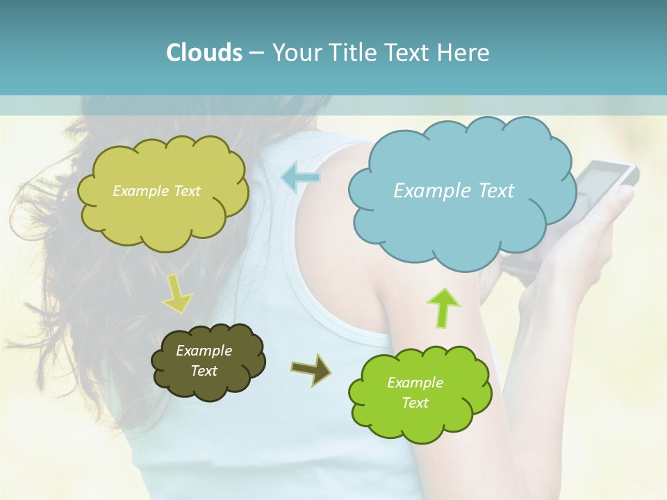 A Woman Holding A Cell Phone In Her Hand PowerPoint Template