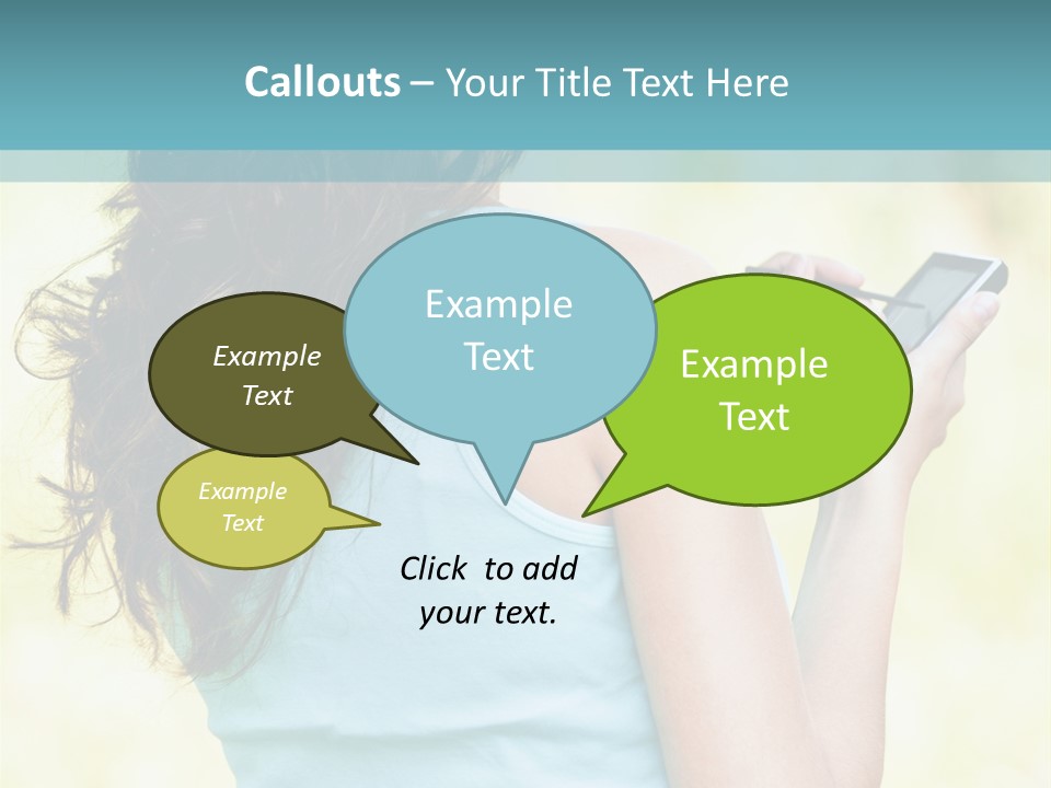 A Woman Holding A Cell Phone In Her Hand PowerPoint Template