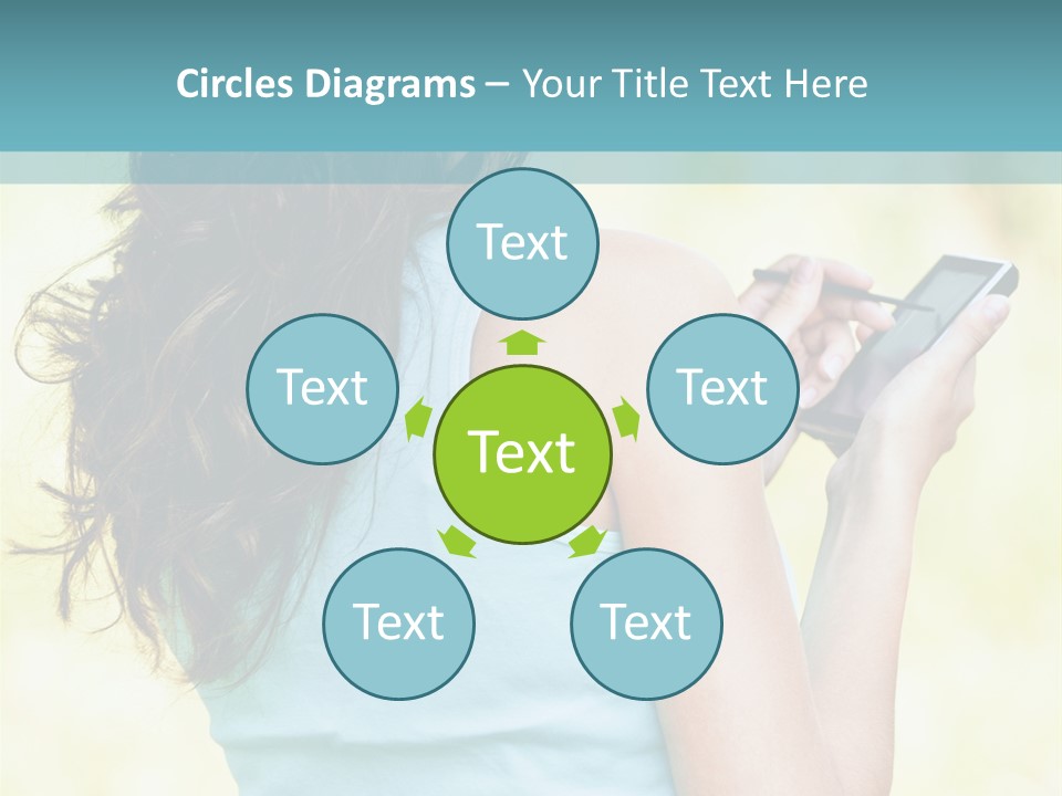 A Woman Holding A Cell Phone In Her Hand PowerPoint Template