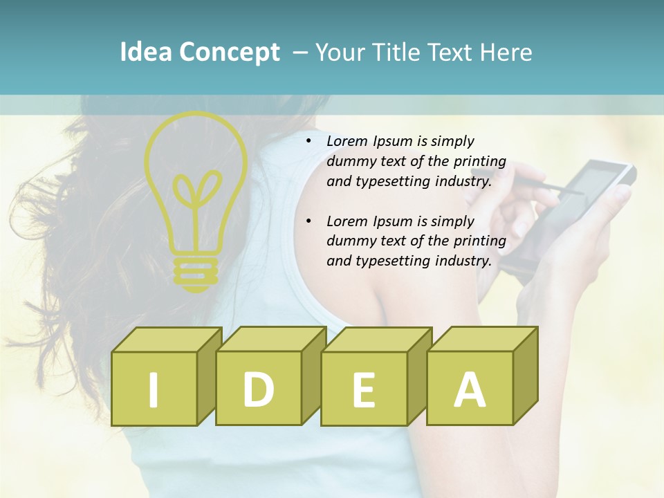 A Woman Holding A Cell Phone In Her Hand PowerPoint Template