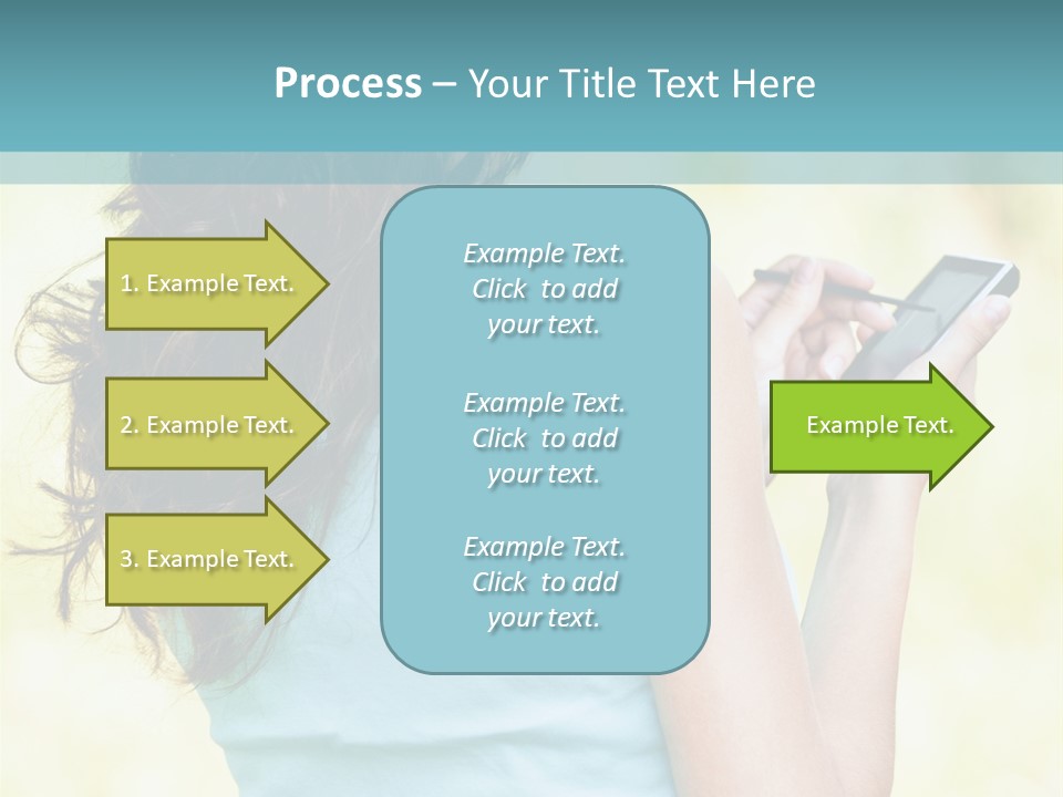 A Woman Holding A Cell Phone In Her Hand PowerPoint Template