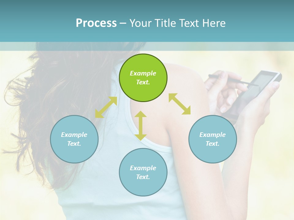 A Woman Holding A Cell Phone In Her Hand PowerPoint Template