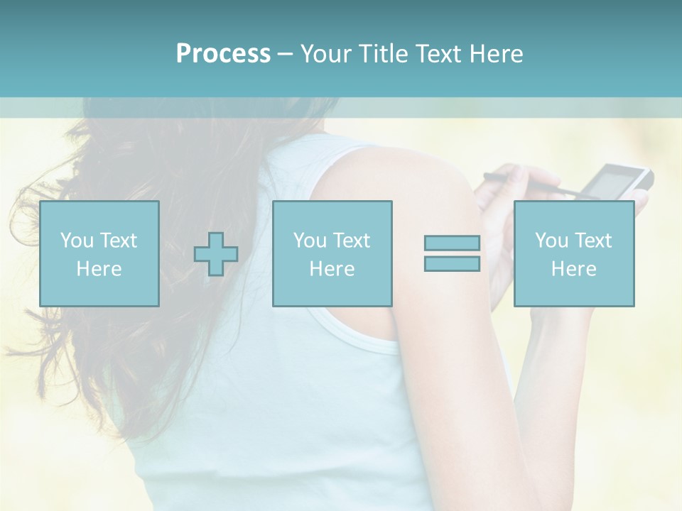 A Woman Holding A Cell Phone In Her Hand PowerPoint Template