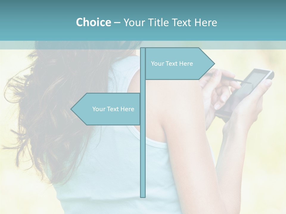 A Woman Holding A Cell Phone In Her Hand PowerPoint Template