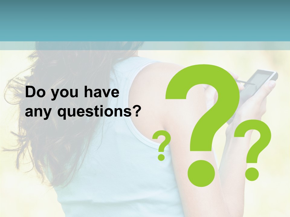 A Woman Holding A Cell Phone In Her Hand PowerPoint Template