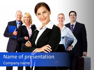 A Group Of Business People Standing In Front Of A White Background PowerPoint Template