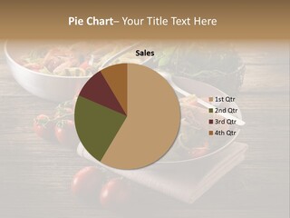 Two Pans Filled With Pasta And Vegetables On A Wooden Table PowerPoint Template