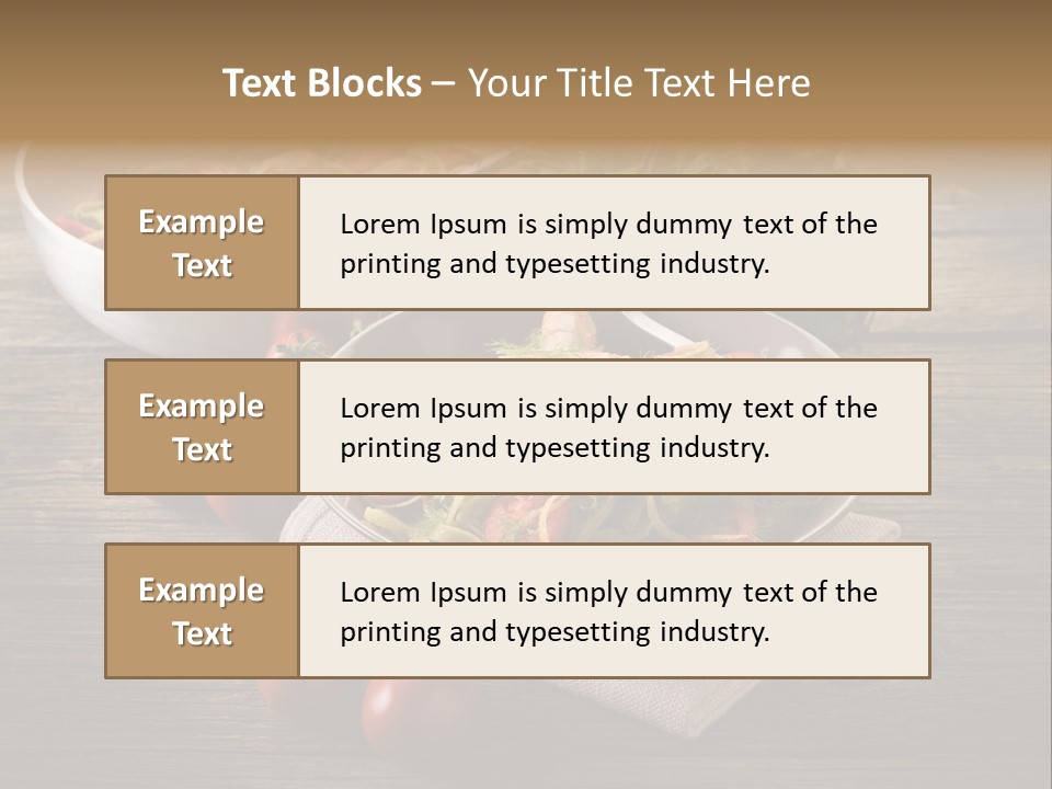 Two Pans Filled With Pasta And Vegetables On A Wooden Table PowerPoint Template
