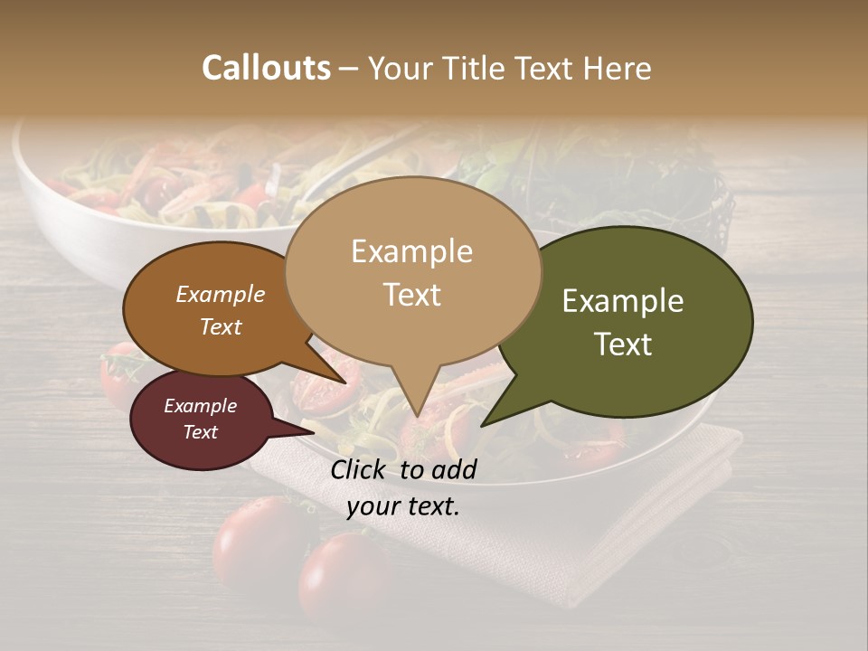 Two Pans Filled With Pasta And Vegetables On A Wooden Table PowerPoint Template