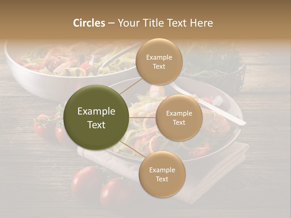 Two Pans Filled With Pasta And Vegetables On A Wooden Table PowerPoint Template