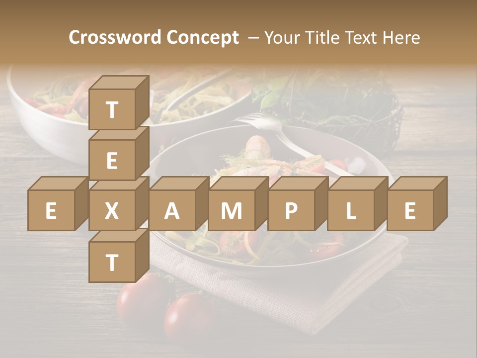 Two Pans Filled With Pasta And Vegetables On A Wooden Table PowerPoint Template