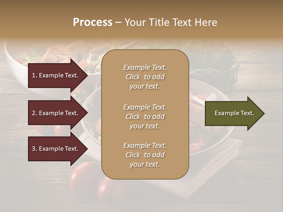Two Pans Filled With Pasta And Vegetables On A Wooden Table PowerPoint Template