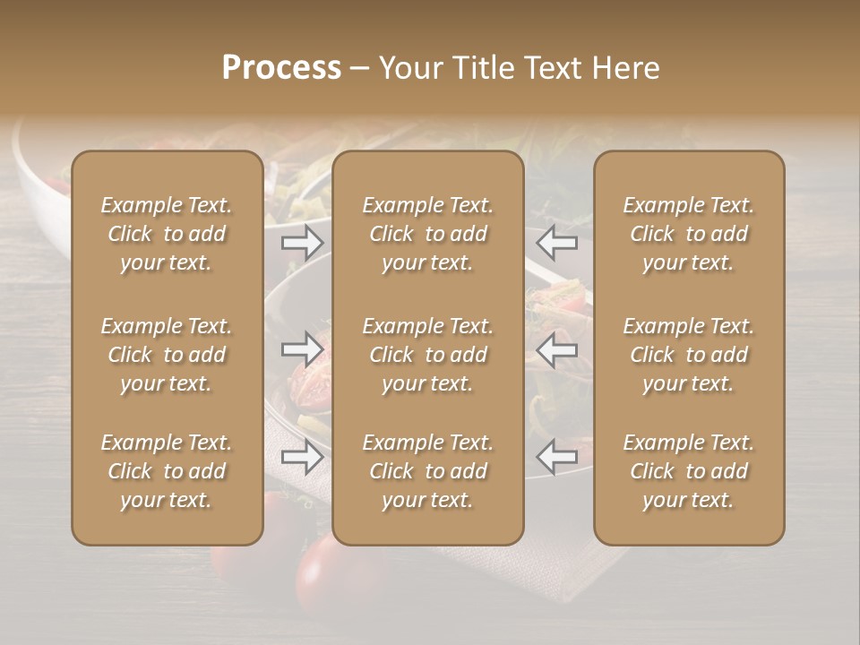 Two Pans Filled With Pasta And Vegetables On A Wooden Table PowerPoint Template